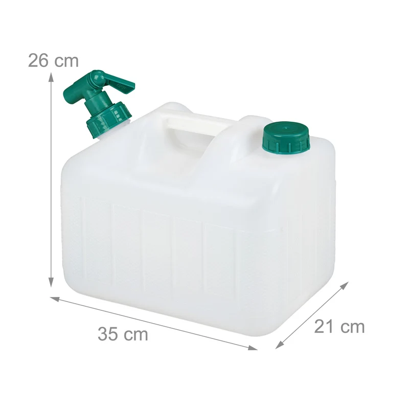 Bidon d'eau douce transportable avec robinet 38 x 22 x 39 cm idéal camping pratique en plastique blanc 13_0010597
