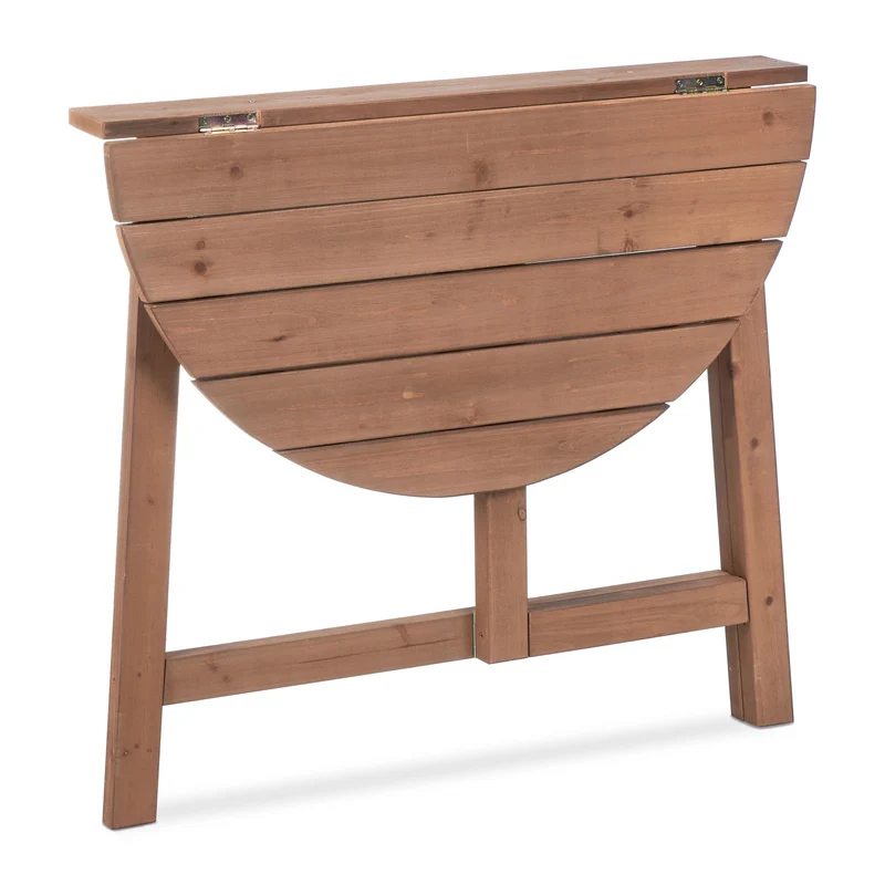 Table pliante demi-lune extérieure pratique 80 x 40 x 75 cm en bois naturel 13_0011617