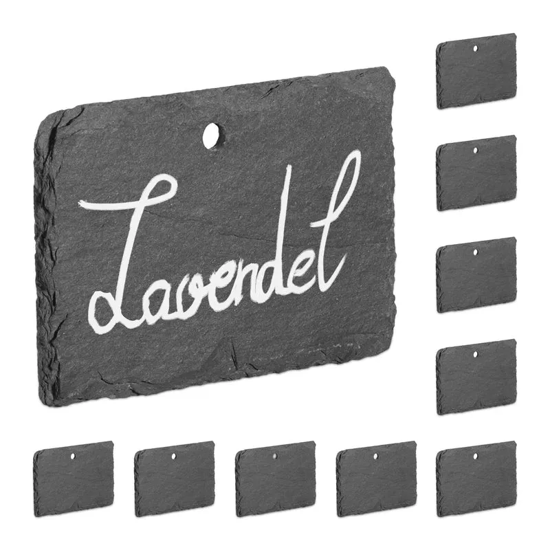 Lot de 10 écriteaux inscriptibles pour jardin 10 x 15 cm pratique décoration extérieure en ardoise noire 13_0013907