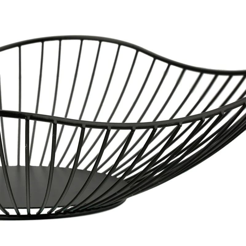 Corbeille à fruits décorative design moderne cuisine 30 x 30 x 10 cm en métal noir 13_0012860