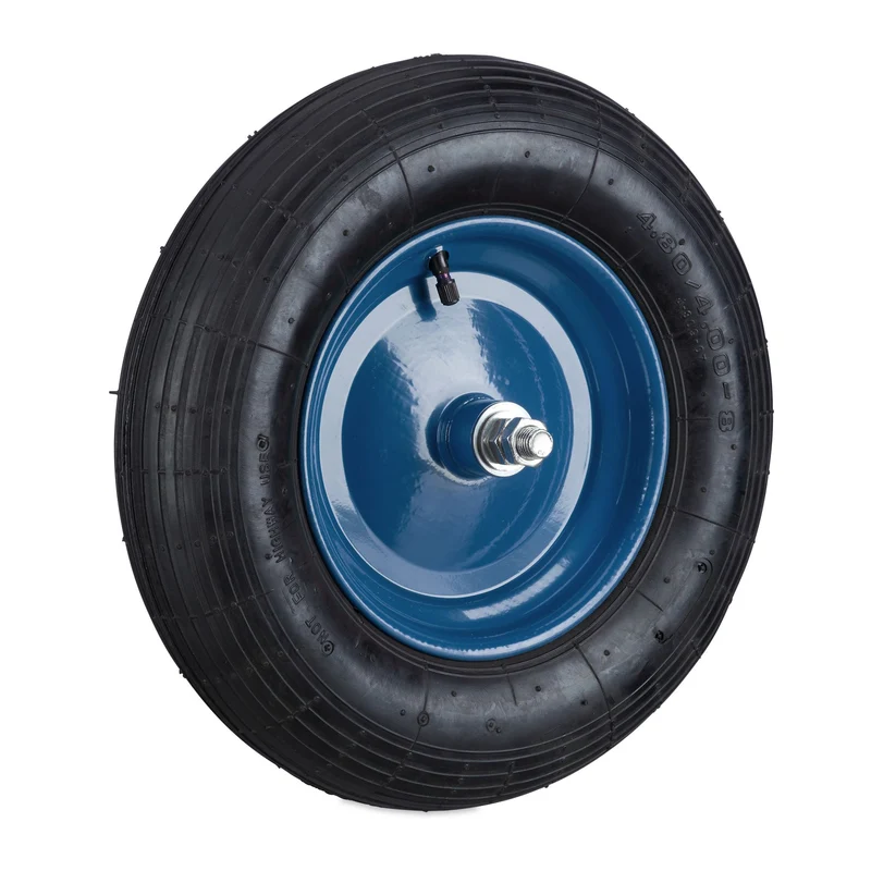 Roue de brouette pneumatique avec axe 4.80 4.00-8 confort de conduite facile amenagement jardin en acier noir 13_0011876