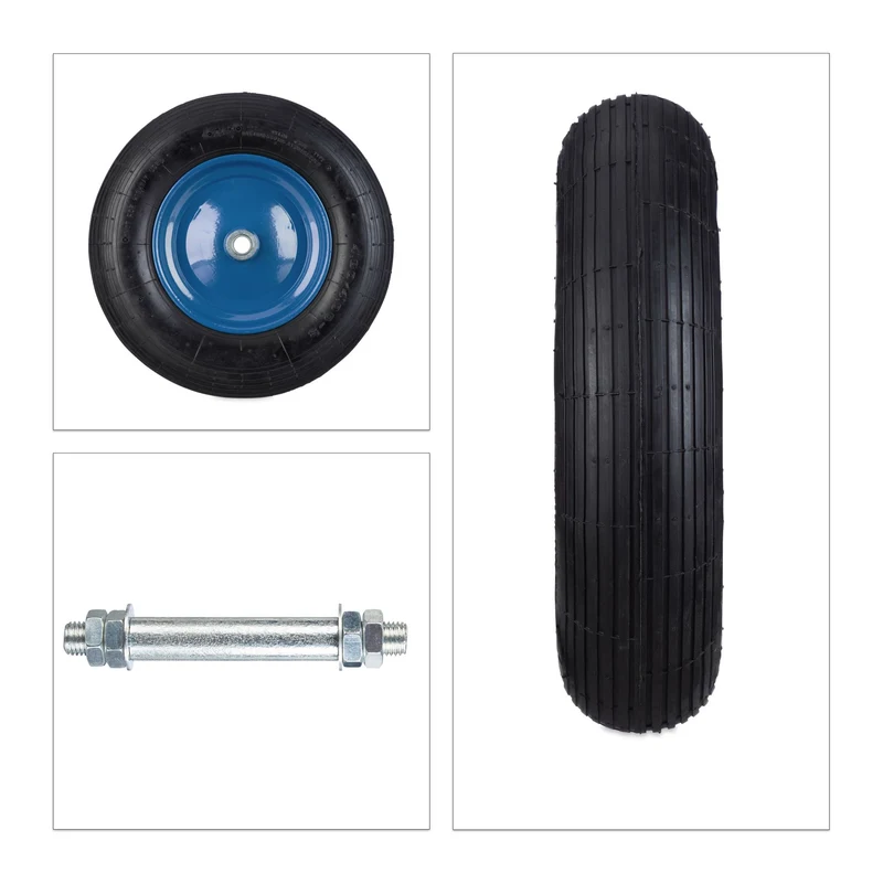 Roue de brouette pneumatique avec axe 4.80 4.00-8 confort de conduite facile amenagement jardin en acier noir 13_0011876