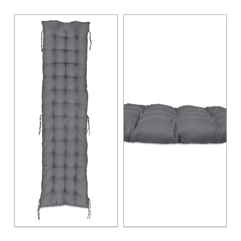 Coussin de banc de jardin confortable pour chaises longues 120 x 50 x 5 cm en polyester gris 13_0010832