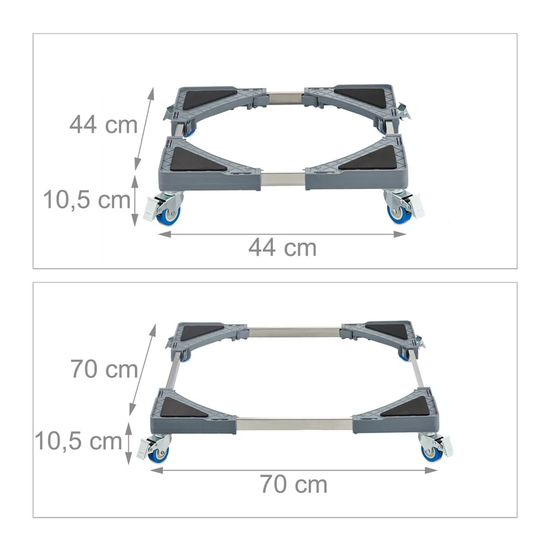 Support à roulettes extensible pour pots de fleurs 50 x 50 x 50 cm facile à déplacer en métal noir 13_0013920