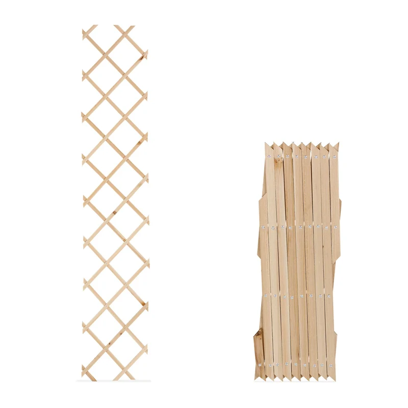 Lot de 3 tuteurs extensibles pour plantes grimpantes jardin 90 x 17 x 5 cm en bois de sapin nature 13_0015285