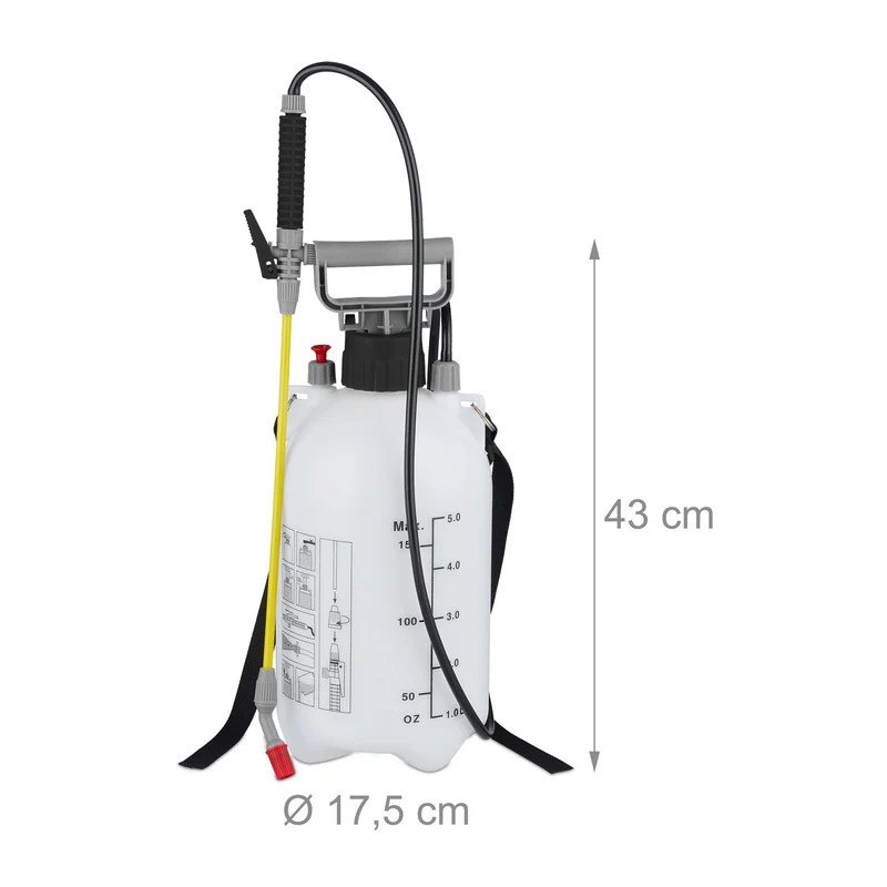 Pulvérisateur à pression jardin volume 5 l buse réglable ergonomique sécurité anti-surpression en plastique vert 13_0012446
