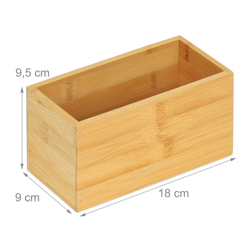 Boîte de rangement allongée multi-usages salle de bain bureau 30 x 15 x 10 cm en bambou naturel 13_0011414