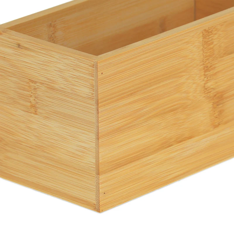Boîte de rangement allongée multi-usages salle de bain bureau 30 x 15 x 10 cm en bambou naturel 13_0011414