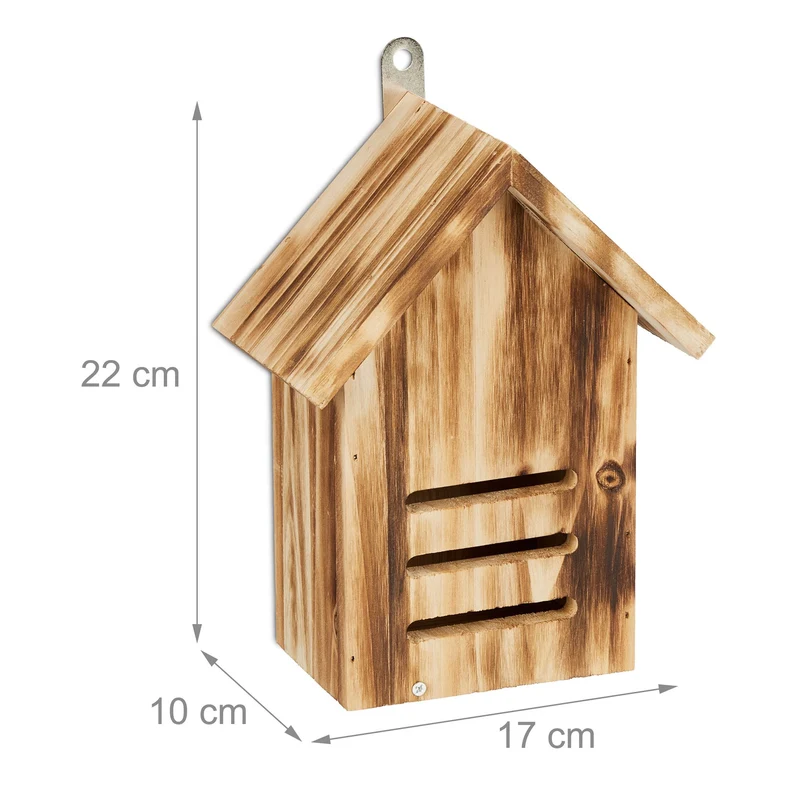 Hôtel à insectes abri suspendu jardin ouverture facile 25 x 15 x 10 cm en bois naturel 13_0015270