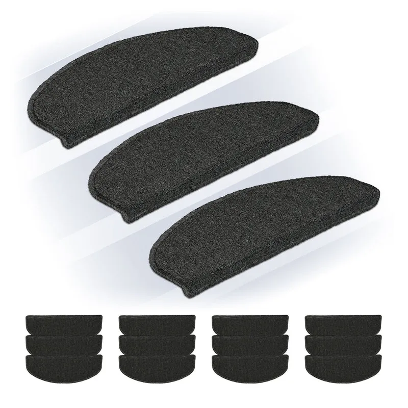 Lot de 15 marchettes semicirculaires antidérapantes escalier 4 x 65 x 24 cm en PVC noir 13_0016563