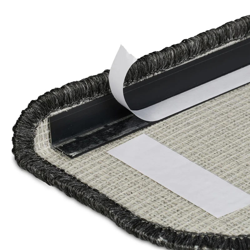 Lot de 15 marchettes semicirculaires antidérapantes escalier 4 x 65 x 24 cm en PVC noir 13_0016563
