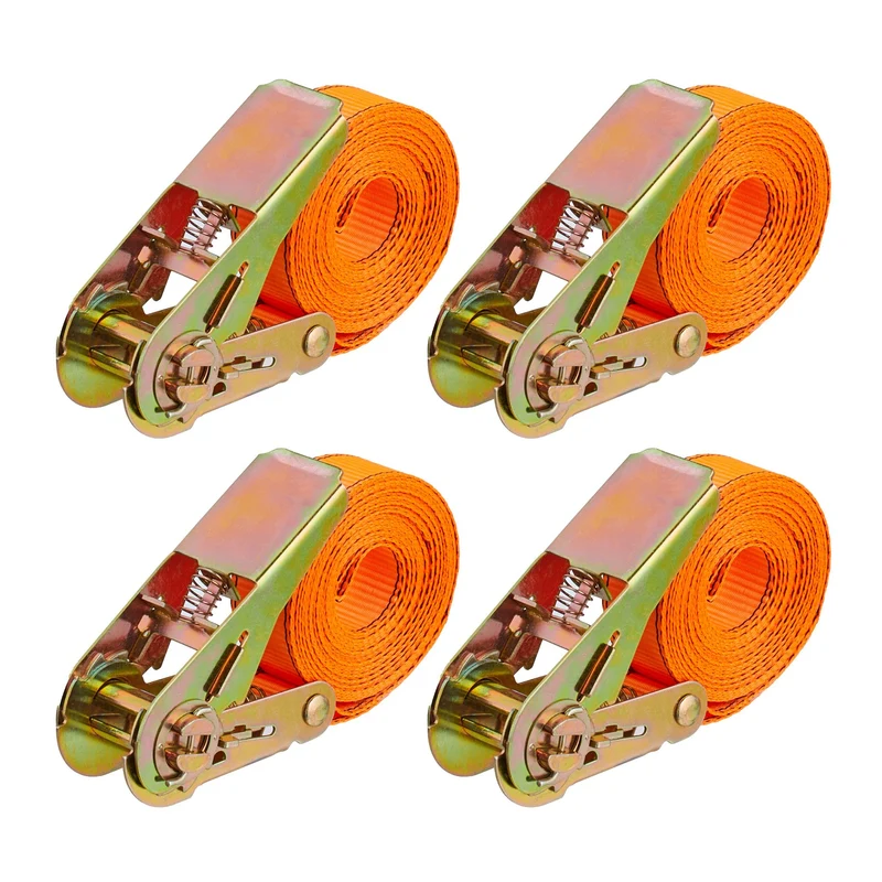 Lot de 4 sangles de tension sécurisation chargement 4 m capacité 500 kg en polyester orange 13_0016934
