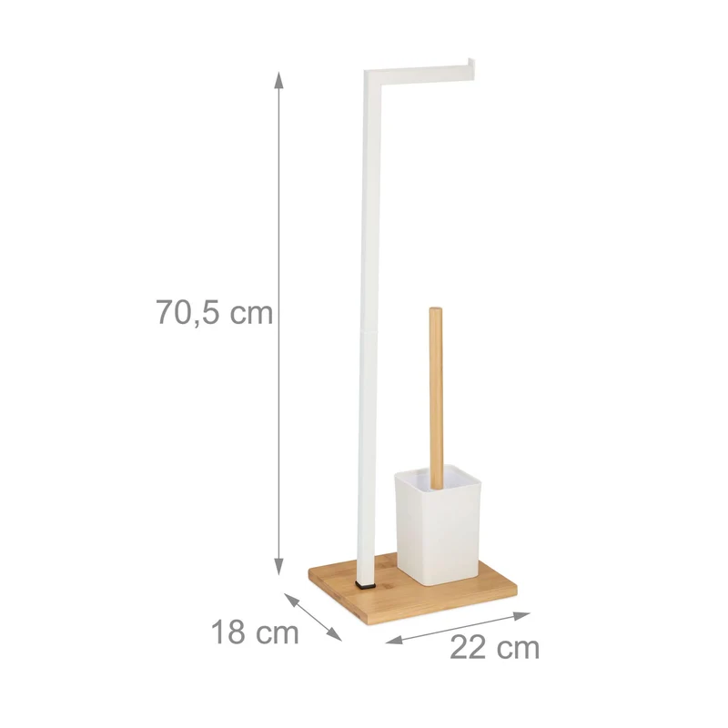Serviteur WC à poser porte-rouleau et porte-brosse hygiénique chic 33 x 15 x 15 cm en bambou naturel 13_0015460