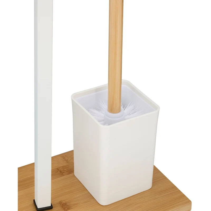 Serviteur WC à poser porte-rouleau et porte-brosse hygiénique chic 33 x 15 x 15 cm en bambou naturel 13_0015460