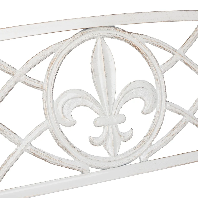 Banc de jardin intemporel 140 x 60 x 80 cm résistant aux intempéries décoration champêtre en métal blanc-bronze 13_0010503