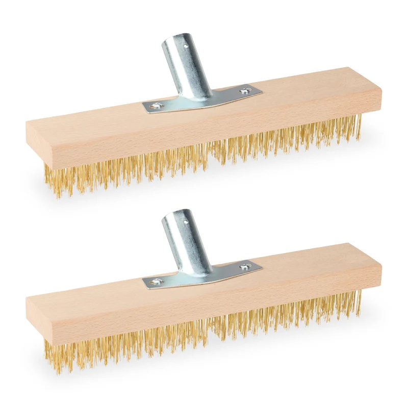 Lot de 2 embouts de nettoyage pour balai métallique 30 x 10 x 10 cm poils denses ergonomiques extérieur en métal noir 13_0015556