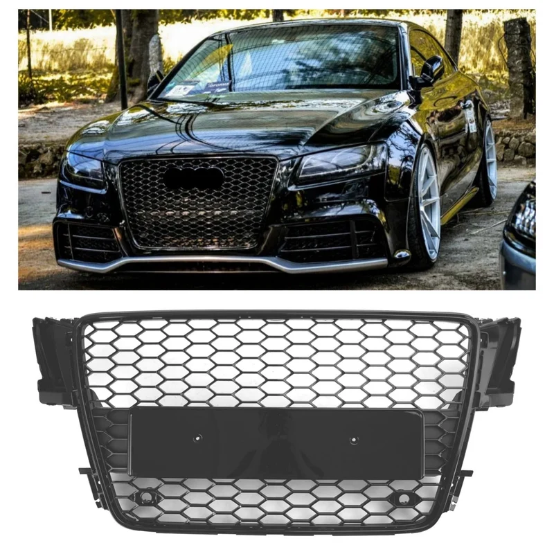 Calandre Sport RS5 Audi A5 S5 B8 Nid Abeilles Noir Brillant