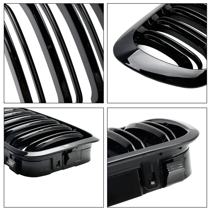 Calandre Avant Double Ligne Noir Brillant BMW E46 Coupé Cabriolet 1998-2001