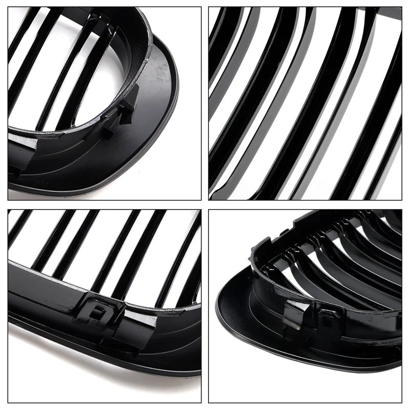 Calandre Avant Double Ligne Noir Brillant BMW E46 Coupé Cabriolet 1998-2001