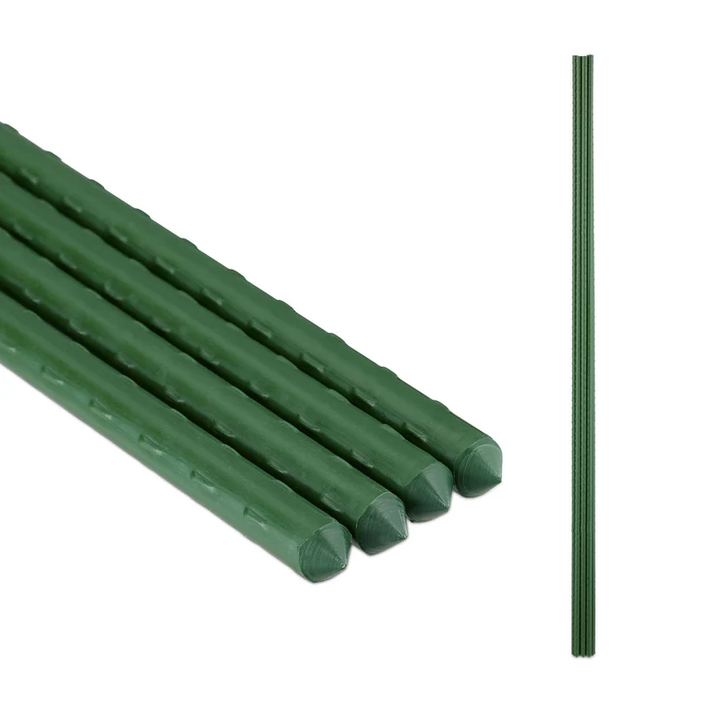 Lot de 10 tuteurs de plantes jardin stabilisation facile pour tomates haricots en plastique vert foncé 13_0012638