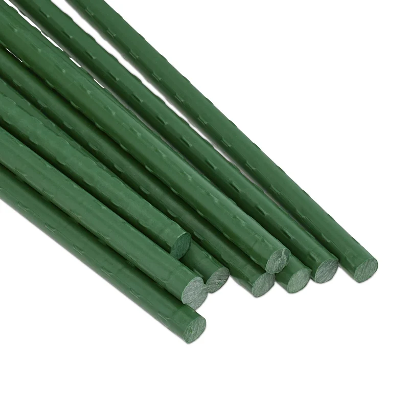 Lot de 10 tuteurs de plantes jardin stabilisation facile pour tomates haricots en plastique vert foncé 13_0012638