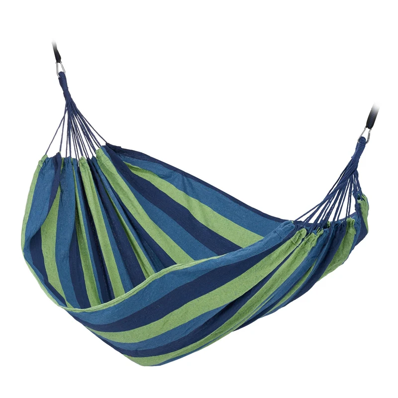 Hamac double très confortable extérieur intérieur pour 2 personnes 300 x 150 cm pratique transportable en coton gris 13_0012349