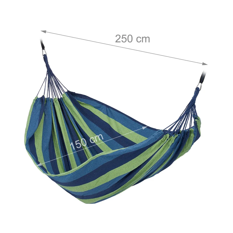 Hamac double très confortable extérieur intérieur pour 2 personnes 300 x 150 cm pratique transportable en coton gris 13_0012349