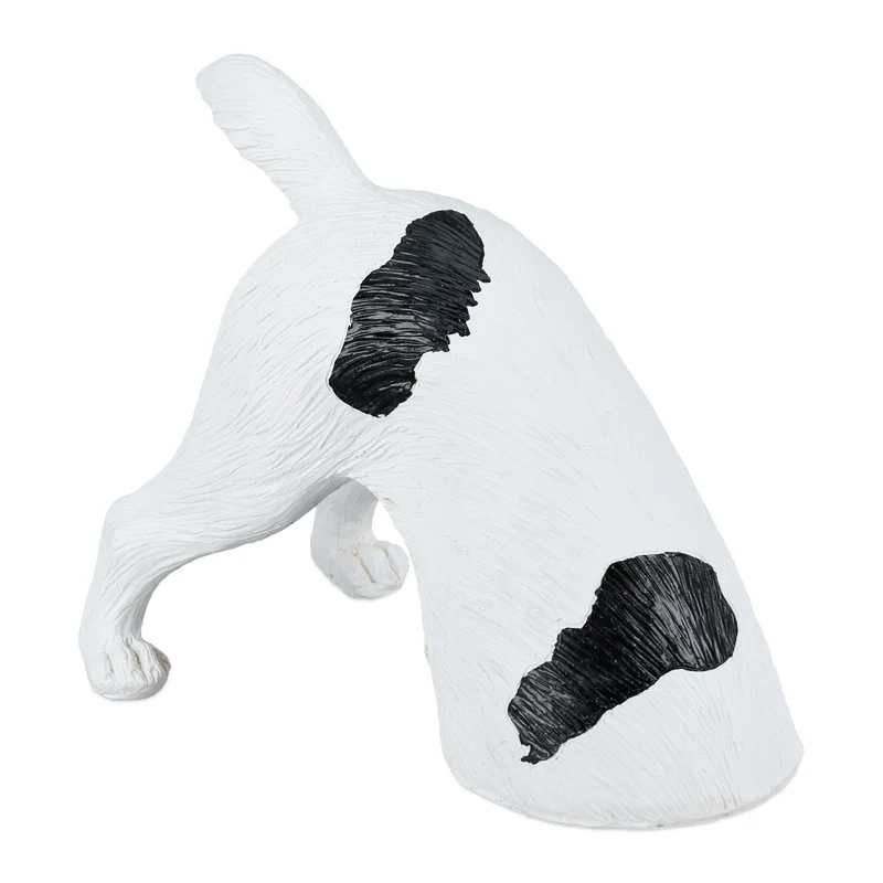 Statue de jardin chien qui creuse demi-chien Jack Russell 40 x 30 x 20 cm déco originale en polyrésine blanche 13_0015626