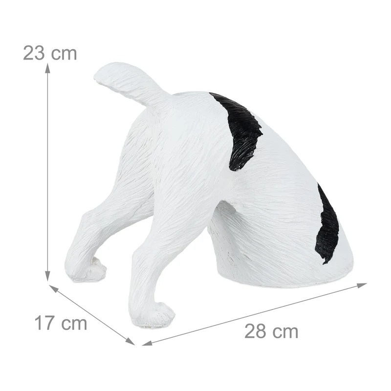 Statue de jardin chien qui creuse demi-chien Jack Russell 40 x 30 x 20 cm déco originale en polyrésine blanche 13_0015626