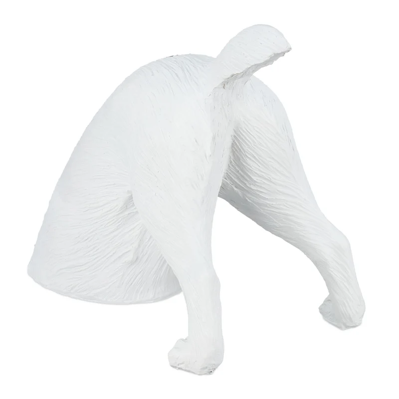 Statue de jardin chien qui creuse demi-chien Jack Russell 40 x 30 x 20 cm déco originale en polyrésine blanche 13_0015626