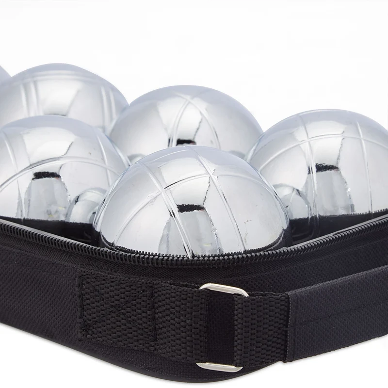 Lot de huit boules de pétanque jeu de jardin extérieur convivial 8 x 8 cm en acier argenté 13_0011946