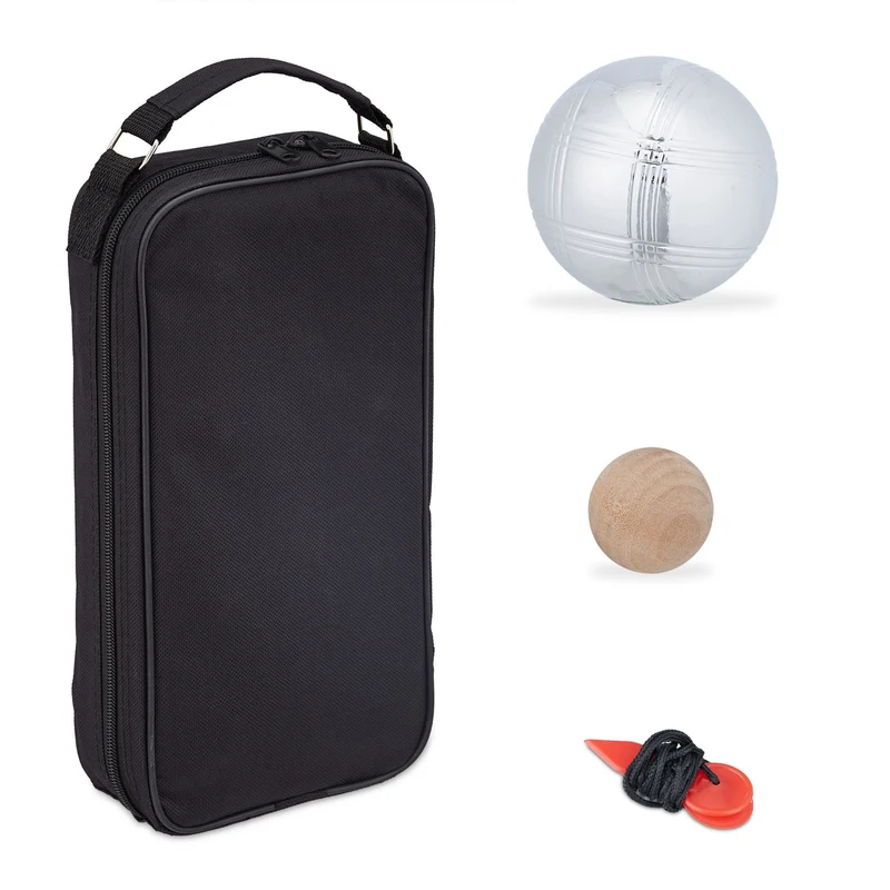 Lot de huit boules de pétanque jeu de jardin extérieur convivial 8 x 8 cm en acier argenté 13_0011946