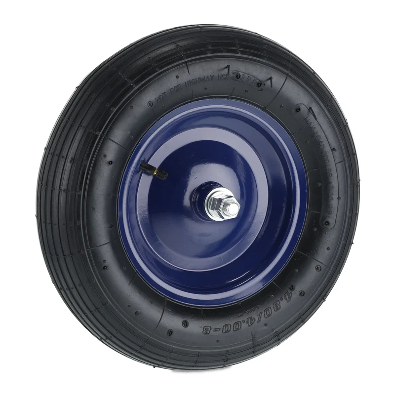 Roue de brouette en caoutchouc 4.80 4.00-8 pompage facile axe inclus surface profilée en acier bleu 13_0010701