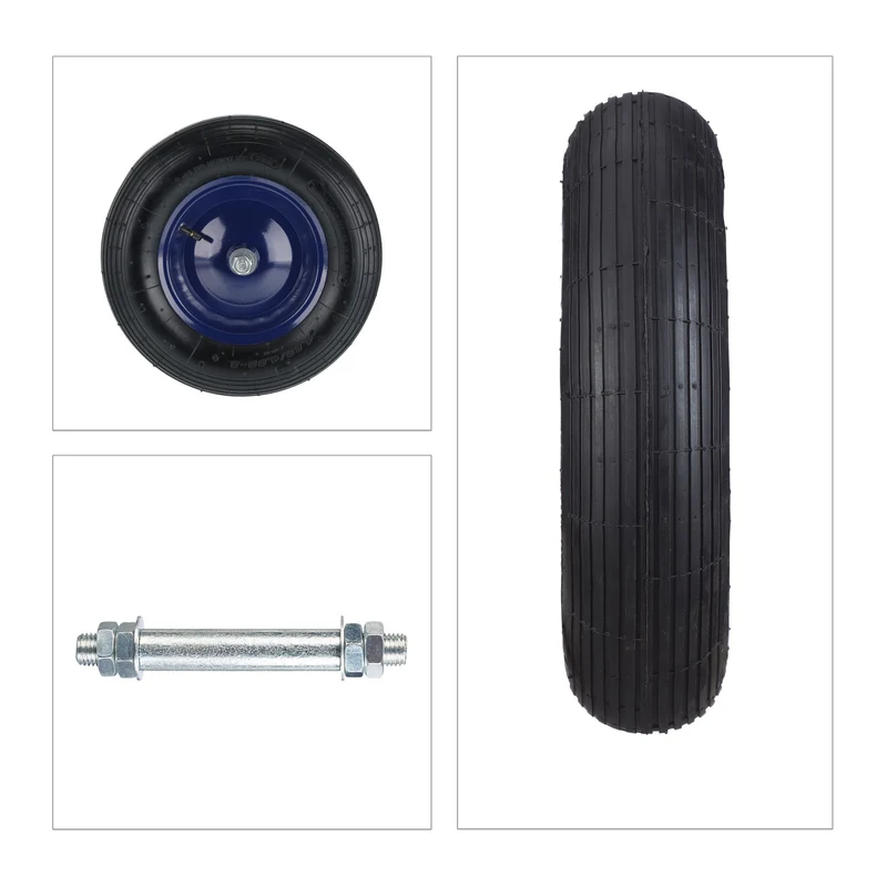 Roue de brouette en caoutchouc 4.80 4.00-8 pompage facile axe inclus surface profilée en acier bleu 13_0010701