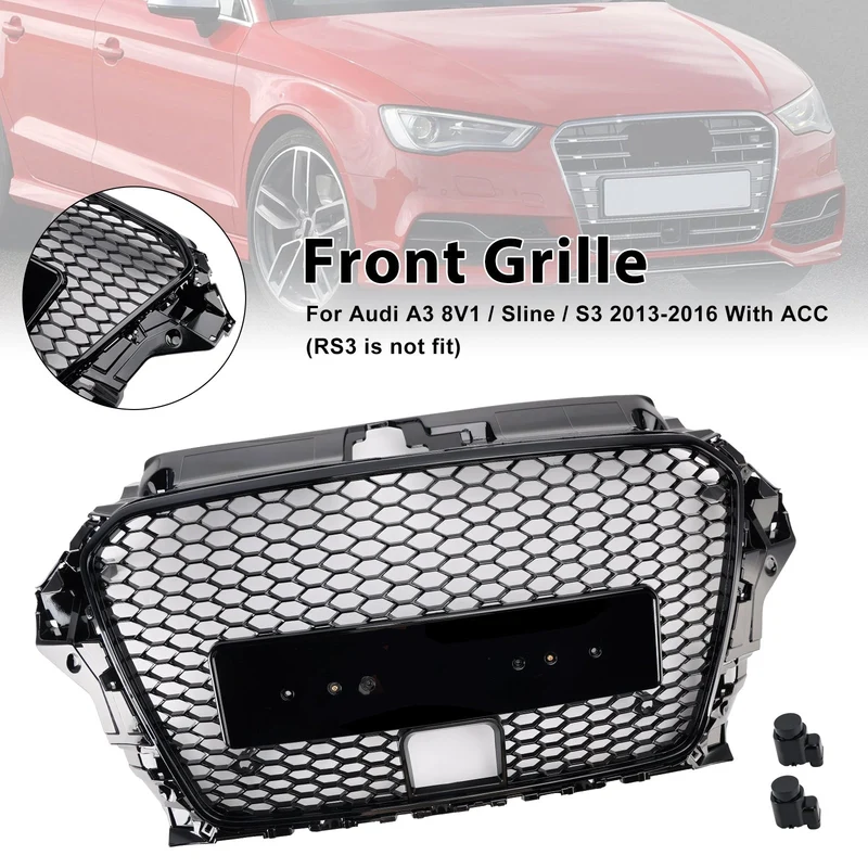 Grille Pare-Chocs Style RS3 Audi A3 S3 S-Line ACC Noir 2013-2016