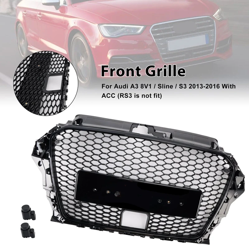 Grille Pare-Chocs Style RS3 Audi A3 S3 S-Line ACC Noir 2013-2016