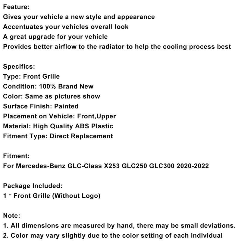 Calandre Diamantée Mercedes-Benz GLC X253 2020-2022