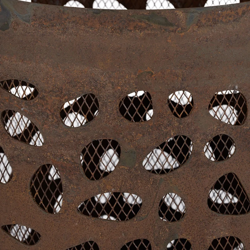 Brasero de jardin rustique avec pare-étincelles 70 x 70 x 30 cm support surélevé chauffage extérieur en acier corten 13_0011163