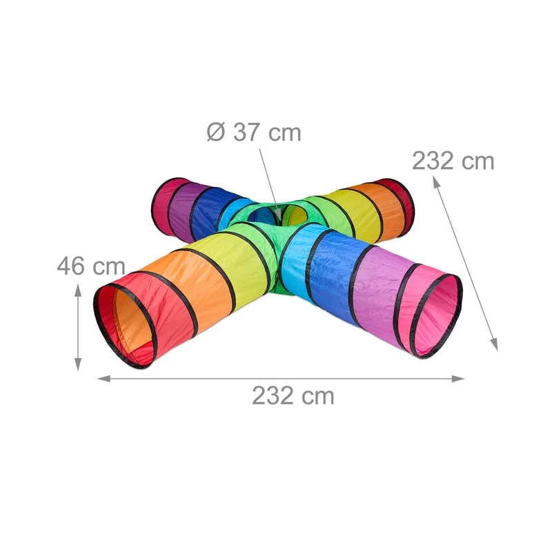 Tunnel de jeu rampant pour enfants intérieur extérieur 150 x 50 x 50 cm facile à monter en polyester multicolore 13_0015510