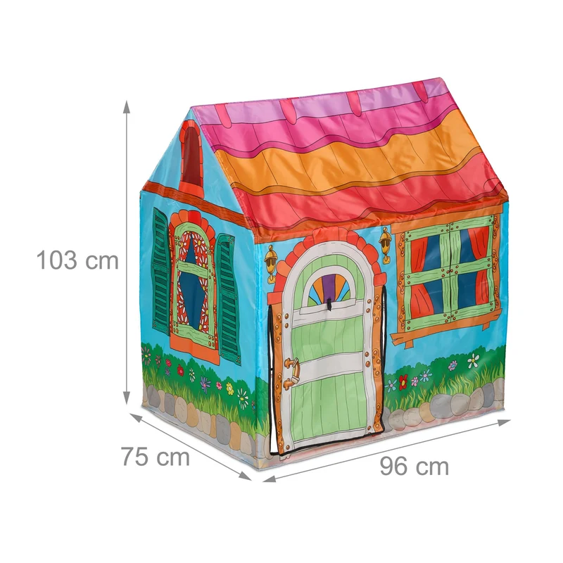 Tente pour enfants design maison de campagne 120 x 120 x 150 cm facile à monter en tissu blanc 13_0015518