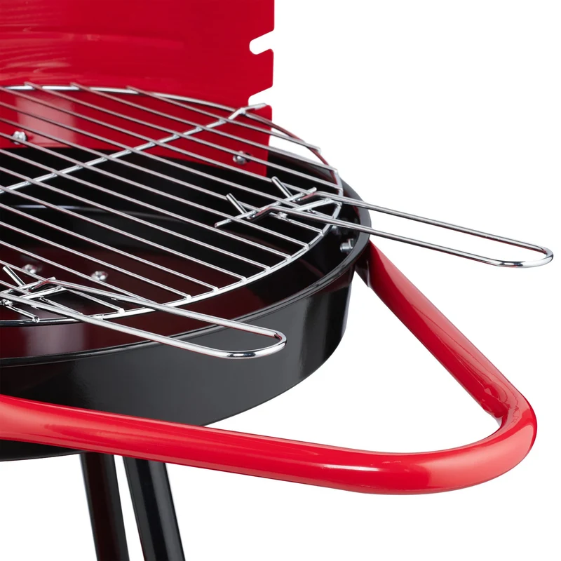 Barbecue rond mobile de jardin avec étagère et pare-vent 42 x 42 x 100 cm en acier émaillé noir 13_0016758