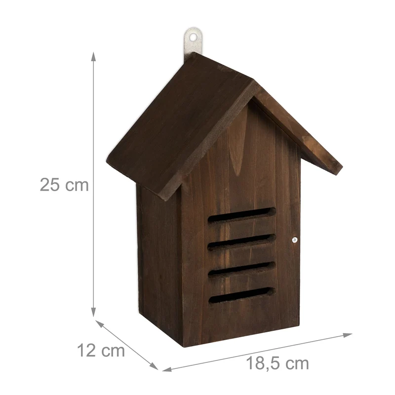 Hôtel à insectes abri suspendu jardin ouverture facile 25 x 15 x 10 cm en bois naturel 13_0015258