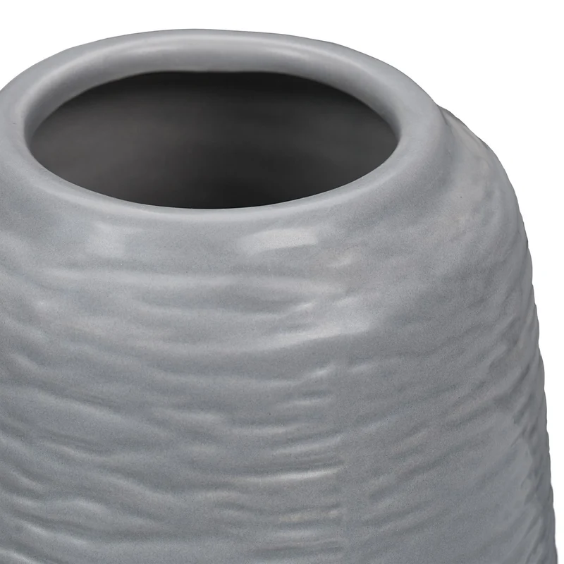 Lot de 2 vases décoratifs rustiques pour fleurs salon cuisine 15 x 10 cm en céramique blanche 13_0016403