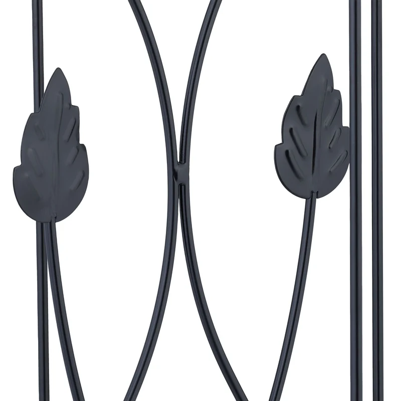 Lot de 2 tuteurs à tomates support plantes grimpantes 150 x 20 x 20 cm design floral élégant en métal noir 13_0012449