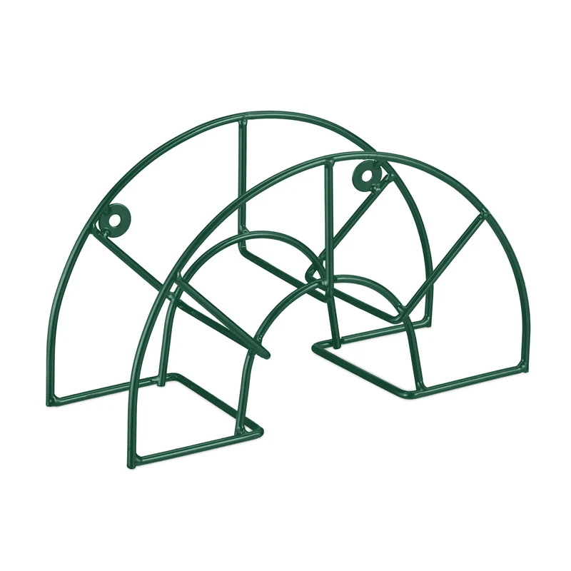 Support mural pratique pour tuyau d'arrosage 30 x 10 x 15 cm en acier poudré vert 13_0013416