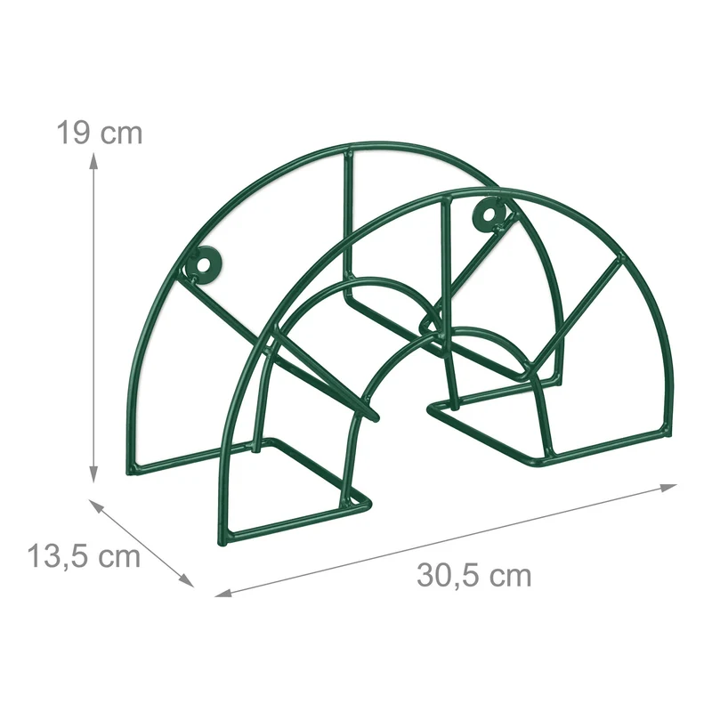 Support mural pratique pour tuyau d'arrosage 30 x 10 x 15 cm en acier poudré vert 13_0013416