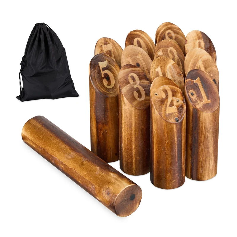 Jeu de lancer extérieur jardin stratégique 35 x 10 x 10 cm en bois de pin flambé 13_0016382