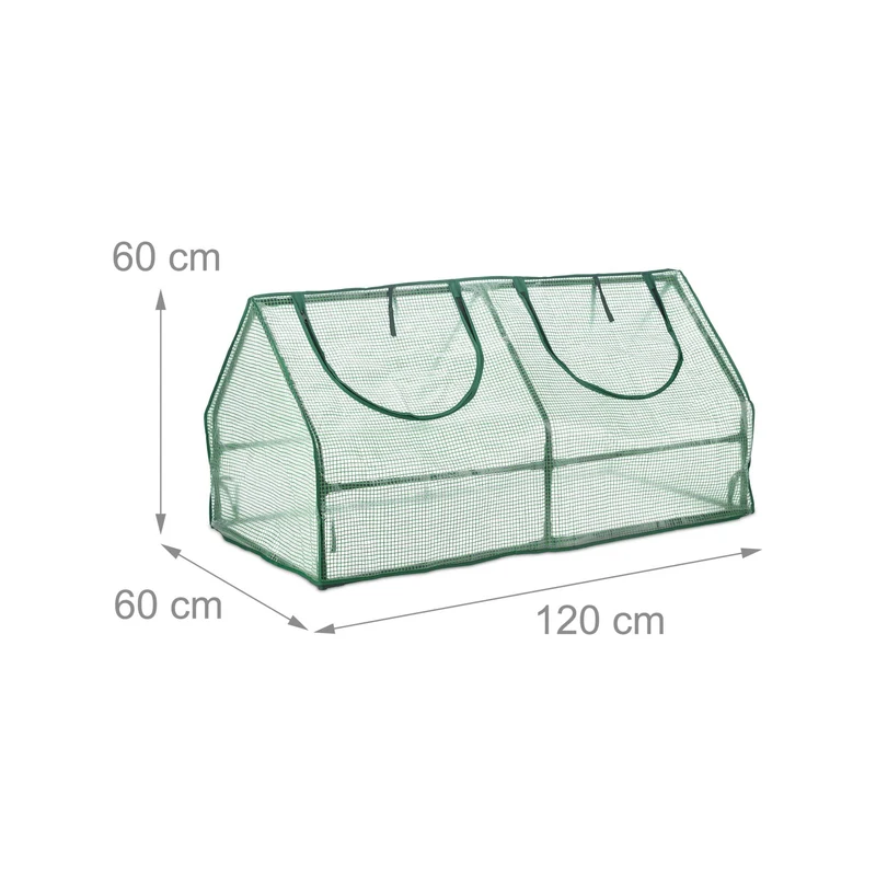 Serre de jardin tunnel légère avec 2 fenêtres pour plantations légumes 200 x 100 x 100 cm en PE vert 13_0011978