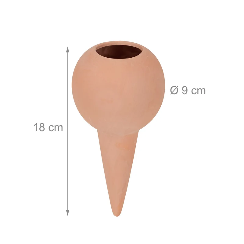 Lot de 4 cônes d'arrosage automatiques pour plantes intérieur extérieur 12 x 12 x 20 cm en argile terracotta 13_0012612