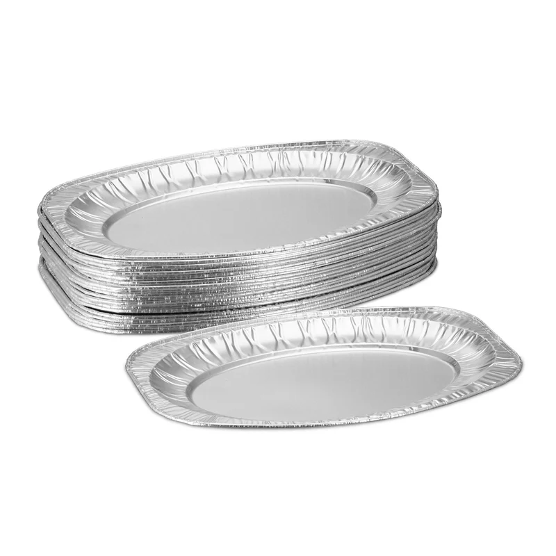 Lot de 25 barquettes de cuisson aluminium pour barbecue 2,5 x 35 x 24 cm anti-graisse pratique en aluminium argent 13_0012906